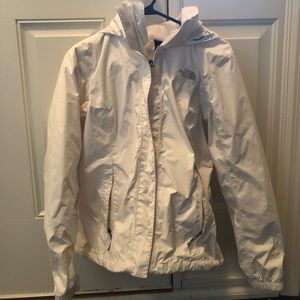 North Face white rain jacket size M